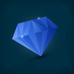 Blue Diamond on dark background, vector illustration