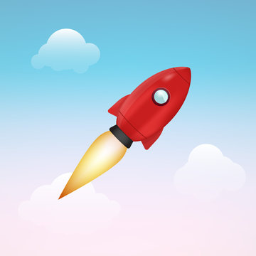 Realistic vector rocket, isolated object