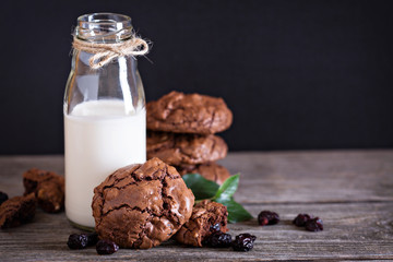 Chocolate cookies and milk