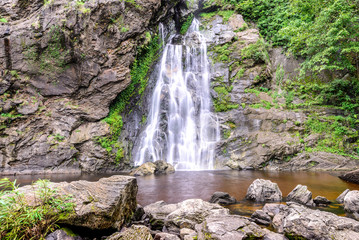 Fototapeta na wymiar Khlong Lan waterfall in national park, Kamphaeng Phet Thailand.