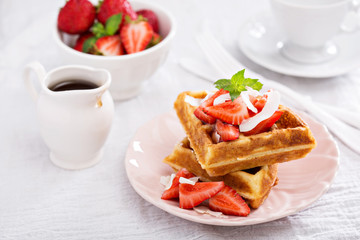 Ricotta waffles with strawberry