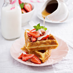 Ricotta waffles with strawberry