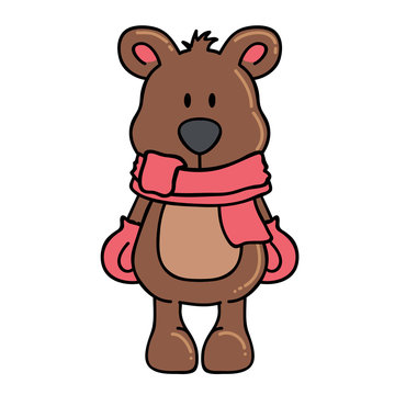 Winter bear with scarf and gloves
