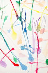 Naklejka premium Colorful watercolor blowing on white paper,abstract background