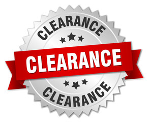clearance 3d silver badge with red ribbon