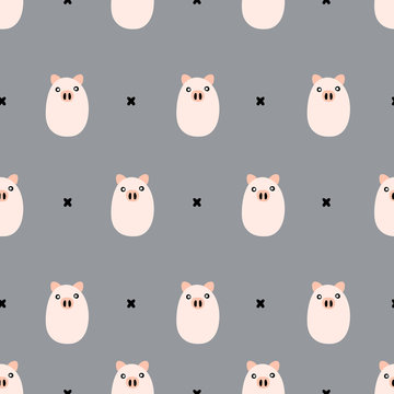 seamless cute piggy pattern