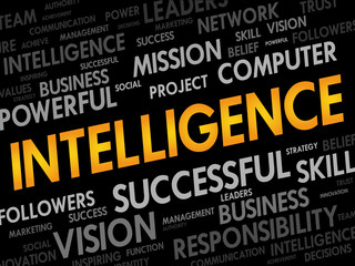 Intelligence word cloud, business concept