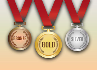 Set of gold, silver and bronze medals.vector