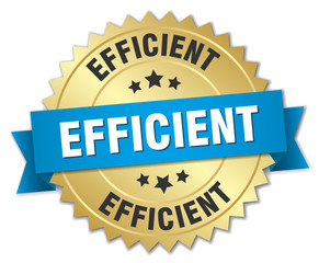 efficient 3d gold badge with blue ribbon