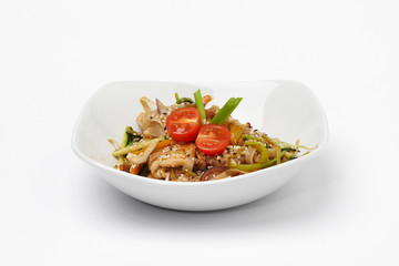 Gourment meat on white plate