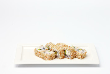 Different pieces of sushi.