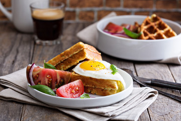 Chickpeas flour waffles with egg
