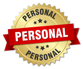 personal 3d gold badge with red ribbon