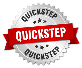 quickstep 3d silver badge with red ribbon