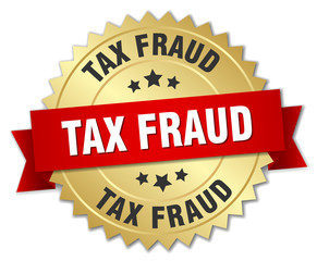 Obraz premium tax fraud 3d gold badge with red ribbon