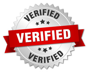 verified 3d silver badge with red ribbon