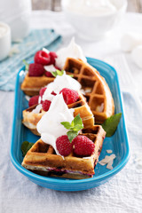Coconut raspberry waffles