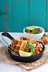 Savory waffles with cheese and cornmeal