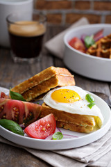 Chickpeas flour waffles with egg