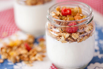 delicious and healthy yogurt with granola