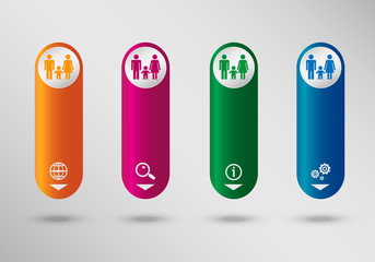 Family icon on vertical infographic design template, can be used