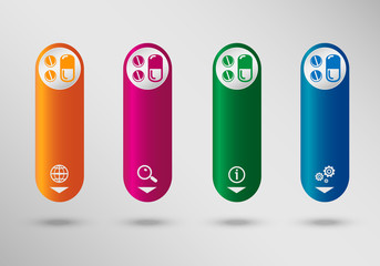 Pill icon on vertical infographic design template, can be used f