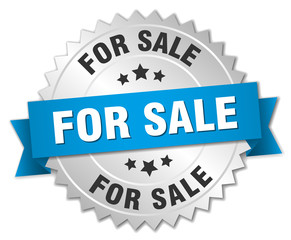 for sale 3d silver badge with blue ribbon