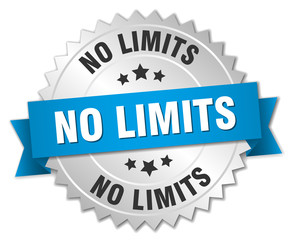no limits 3d silver badge with blue ribbon
