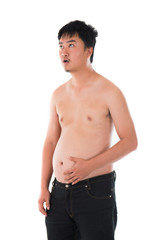 asian with beer belly