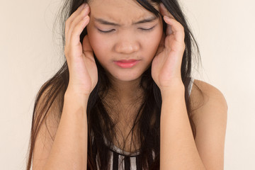 Naklejka premium Kobieta mająca ból głowy.