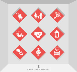 Abstract creative concept vector set of family icons for web and