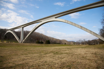 Natchez Trace Parkway double arched bridge, outside of Nashville, Tenn., USA.