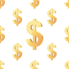 Universal vector seamless patterns tiling. Finance theme with gold dollar symbol.