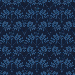 Seamless hand-drawn floral pattern with herbs