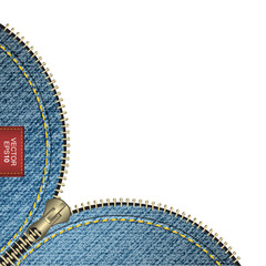 Realistic vector denim background with stitch effect and zipper © ftotti1984