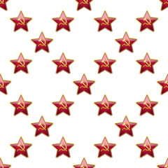 Universal vector badge Soviet Union stars seamless patterns tiling.