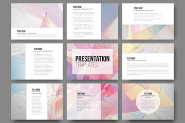 Set of 9 templates for presentation slides. Abstract colored