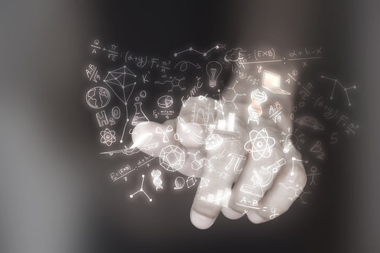 mano, luci, formule, equazioni, matematica