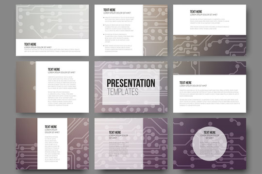 Set of 9 vector templates for presentation slides. Abstract