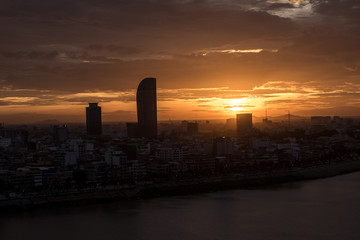 Phnom Penh Cambodia twilight Jul 2015.