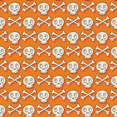 Happy Halloween. Hand drawn seamless pattern with skulls. Trick