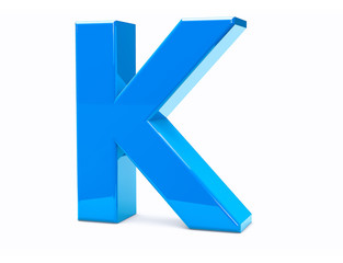3D K Isolated Letter Render. Metal Type Character.