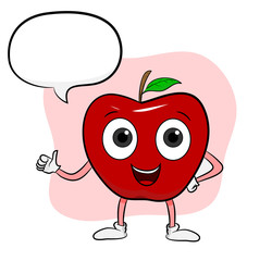 Apple Cartoon, a hand drawn vector illustration of apple cartoon with text, isolated on a simple background (editable).