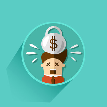 debt and bankruptcy. icon. vector illustration