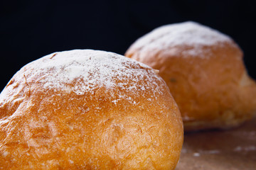 Closeup Bread Isolated on Black Background.