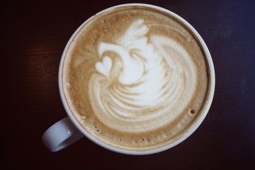 Vintage latte art coffee