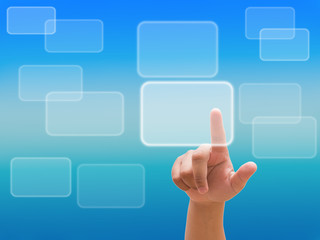 and pushing a button on a touch screen interface