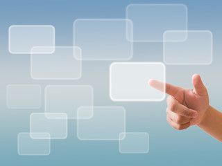 and pushing a button on a touch screen interface