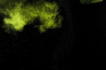 Abstract green paint Holi.