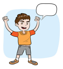 Healthy Boy With Text, a hand drawn vector illustration of a healthy boy with text, isolated on a simple background (editable).